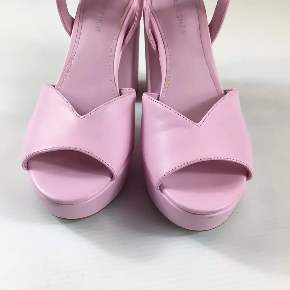 Marc Fisher Pink Platform Block Heel Sandals